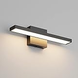 Klighten LED Spiegelleuchte Bad 40cm, 12W IP44 Badezimmer Lampe Wand, Spiegellampe für bad, Badlampe Badleuchte wand Modern, 1080LM, 3000K Warmweiß, 60 LEDs, 110V-240V, Schwarz