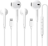 2 Stück Apple Kopfhörer mit Kabel, [Apple MFi Zertifiziert] In-Ear Kopfhörer Lightning Ohrhörer Kompatibel mit iPhone 7/8/X/11/12/13/14/Pro/Pro Max Ipad