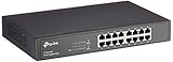 TP-Link TL-SG1016D 16-Port Gigabit Netzwerk Unmanaged Switch (Rackmount, 32Gbit/s Switching-Kapazität, geschirmte RJ-45 Ports, Metallgehäuse, lüfterlos, Plug-und-Play) schwarz