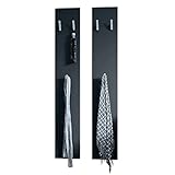 Vladon Wandpaneel 140, Made in Germany, Garderobenpaneel bestehend aus 2 Paneelen, Schwarz matt (je 24 x 140 x 2 cm)