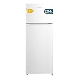 Cecotec Kühlschrank Kompakt Kombi Bolero CoolMarket 2D 204 Weiß E, 204L, 143 cm Höhe, 55 cm Breite, Klasse E, Leise, LED-Beleuchtung, Inverter Plus Kompressor, Zyklische Technologie, Weiß