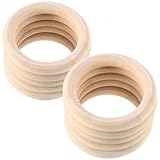 RosewineC 10 Stück Baby Holzringe Zum Basteln, 70mm Baby Kinderkrankheiten Ring Wood Teether Zahnen Ringe für Babys Kinderpflege, Holz Armband DIY Handwerk