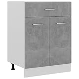 vidaXL Schubunterschrank mit 2 Regalböden 1 Schublade Schrank Küchenzeile Küchenmöbel Unterschrank Küchenschrank Betongrau 60x46x81,5cm Holzwerkstoff