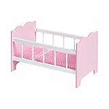 PINOLINO Puppenbett Jasmin, Set 4-tlg. - rosa & weiß, inkl. Bettzeug kleine Herzen, MDF, für Kinder ab 2