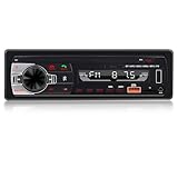 NHOPEEW Bluetooth-Stereo-Autoradio mit doppeltem USB-Anschluss, FM, TF, EQ, AUX-Eingang, 1-DIN-Autoradio, MP3-Player mit Bluetooth-Freisprecheinrichtung und 7-farbigen Lichtern