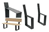 DanDiBo 2X Bankbeine Metall Schwarz mit Lehne Set Massiv DIY Bank Füße 96478 Sitzgestell für Gartenbank Bankgestell Robust Stabil