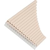 ABOOFAN Panflöte in C, 16 Röhren aus beigem Holz, für Anfänger, tragbares Musikinstrument, fester Winkel, für Schüler und musikalisches Lernen
