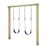 Kinderschaukel, Holzschaukel, Schaukelgestell, Schaukelgerüst, Doppelschaukel, Schaukel aus Holz für den Garten mit 2 Schaukelsitzen - Wickey Aero Star Blau