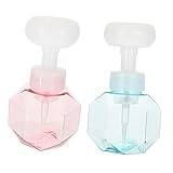 iplusmile 2 Stück Pumpspender Flasche mit Blumenform Schaumspender Auslaufsicherer Tragbarer Liquid Dispenser für Seife Lotion Reise und Bad Nachfüllbar Farbig Rosa und Blau