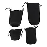 MUCKLILY 4 Stück Neopren Kameraobjektivtaschen mit Haken Stoßfeste Schutzbeutel für DSLR Objektive Flexibel und Elastisch für Fotografie und Zubehör