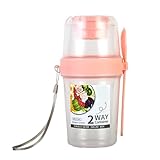 Baxnore Salat-Shaker-Becher, wiederverwendbarer Mahlzeitenbehälter mit Gabeldeckel, Müslischale aus Kunststoff mit großem Fassungsvermögen für Büroreisen, tragbare Aufbewahrung für