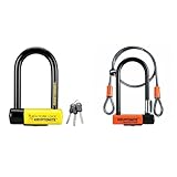 Kryptonite New York Fahgettaboudit Mini Fahrradschloss, Gelb, Small & Evolution Mini-7 mit KFlex (120cm) Fahrradschloss, Orange, 120 cm