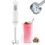 Bonsenkitchen 2-in-1 Pürierstab, 1000 W Edelstahl-Stabmixer, 2 Geschwindigkeiten, mit 700 ml Messbecher mit Deckel, für Babynahrung, Suppen, Smoothies, Pürees