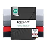 Komfortec Mikrofaser Spannbettlaken 90x200 cm – Weiches Spannbetttuch mit Rundumgummi – Fitted Sheet für Matratzen bis 30 cm – Anthrazit – Oeko-Tex – Pflegeleicht & Hautfreundlich – 90g/m²