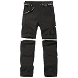 FLYGAGA Kinder Outdoorhose Wanderhose Zip Off Hose abnehmbare hosebeine Shorts Trekkinghose Unisex Jugend Mädchen Sommer mit Gürtel Schnelltrocknend Atmungsaktiv,Schwarz,XL