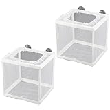 Pizsieat 2 Stück Aufzuchtbecken Aquarium Isolation Netz Laichkasten für Aquarium, Aquarium Züchter Trennnetz, Aquarium Netz Breeding Box mit Saugnäpfe für Alle Arten Aquarien,14,5x15,5x16 cm