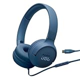 JBL Tune 520C, kabelgebundene On-Ear-Kopfhörer mit Mikrofon, Pure Bass Sound, EQ-Presets, USB-C-Anschluss, faltbares Design und kabelsalatfreies Kabel, Blau