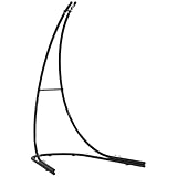 Outsunny Gestell für Hängesessel in C-Form Metall Ständer mit Sockel für Hängesitz Hängestuhl, Hängeschaukel Hängemattengestell bis 150kg, Hängestuhlgestell für Indoor Outdoor Balkon, Terrasse Schwarz