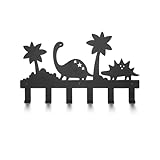 TOJ Living Kindergarderobe Pangea - 40CM - 6 Haken - Garderobe kinder - Wandgarderobe - Garderobenhaken - Kleiderhaken kinder - Kinder garderoben - Edelstahl - Dino/Dschungel - Schwarz