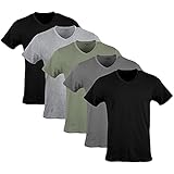 Gildan Herren T-Shirts mit V-Ausschnitt, Multipack, Stil G1103 Unterwäsche, Schwarz/Sportgrau/Anthrazit/Militärgrün (5er-Pack), XL