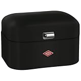 WESCO Single Grandy Brotkasten in der Farbe mattschwarz, pulverbeschichtetes Stahlblech, Lüftungslöcher und stabiler Handgriff