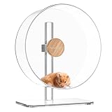 BUCATSTATE Laufrad Hamster, 32cm Acrylic Hamsterrad Leise Transparent mit Verstellbare Basis Hamster Spielzeug für Meerschweinchen, Igel, Chinchillas, Frettchen(Tansparent)