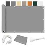 Balkon Sichtschutz ohne Bohren blickdichte Abdeckung für Garten & Balkon wetterfest UV-Schutz 100% Privatsphäre hellgrau 100x140cm - perfekte Balkonverkleidung