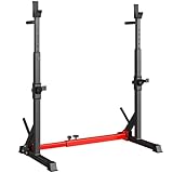 LIFERUN Squat Rack Hantelständer, Kniebeugenständer, verstellbare Langhantelablage höhenverstellbar, Multifunktions Barbell Rack für für Sportstudio Zuhause Gewichtheben Bankdrücken bis 250 kg (Rot)