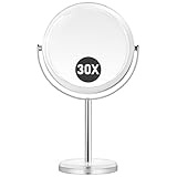 MOMOKUBA Vergrößerungsspiegel 30fach, Doppelseitiger 1fach & 30fach Kosmetikspiegel, Tischspiegel Kosmetikspiegel mit Vergrößerung mit 360°Rotation,Rasierspiegel für Schlafzimmer und Badezimmer