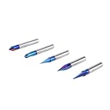 YWBL-WH CNC-Fräser für Holzschnitzerei, 1/4-Zoll-Schaft, Gravur-Bit-Set aus Legierung mit 5 Winkeloptionen 15, 20, 30, 60, 90 Grad für CNC-Maschinen aus Holz, Kunststoff und Acryl