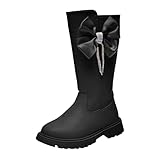 Camouflage Schuhe Kinder Stiefel Lange Stiefel Hohe Stiefel und Winter Mädchen Lederstiefel mit weichem Boden Winterschuhe Kinder Wasserdicht (Black, 30 Little Child)