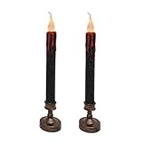 POPETPOP 2 Stück Halloween LED Kerzenlampe 29cm Elektrische Dekorative Kerzen mit Lebensechter Flamme Schwarz Basis Sicheres Langlebiges Desktop Dekor