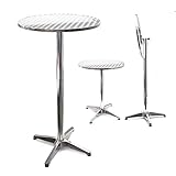 Wiltec höhenverstellbarer Stehtisch 74/114 cm Ø 60 cm, klappbarer Bistrotisch, 2-in-1 Outdoortisch, Aluminium Bartisch, Partytisch