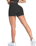 Yaavii Kurze Sporthose Damen Gym Leggings Sportshorts Scrunch Butt Yoga Fitnesshose mit Hohe Taille Bauchkontrolle Dunkelgrau S