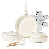 CAROTE Keramik Kochen set 12-Teilig,Topfsets Pfannenset mit abnehmbaren Griffen,Pfanne 24/28cm,Topf 18cm,Wok 24cm,Antihaftversiegelung,Kochen gesund stapelbar topf Für Induktion,Ofenfest,Spülmaschinen