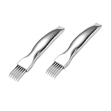 Zerodeko 2 Stück Edelstahl Frühlings zwiebel messer Crinkle Cutter Edelstahl-Kartoffelschneider Frühlingszwiebeln hacken the cut spitzmaschine werkzeug gemüseschneider Schalotte Shredder