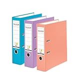 Falken 3er Pack PP-Color Ordner, Made in Germany, 8 cm breit DIN A4 farbig sortiert Pastell Vegan Kunststoffbezug außen, Papierbezug innen, mit austauschbarem Rückenschild