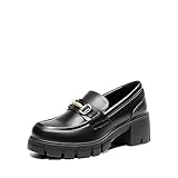 DREAM PAIRS Damen Mokassins Klassische Loafer Bequeme Slippers Business-Schuhe mit Dicker Sohle,Size 40,Schwarz,SDLS2321W