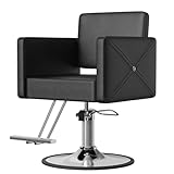 Anunweldo Friseurstuhl 360-Grad-Drehung,Hydraulischer Barberstuhl,Frisörstuhl für Schönheitssalon Friseursalon (Schwarz)