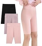 AIEOE--Mädchen Leggings 1/2 Kinder Sporthosen Yogahose Laufhose Trainninghose Fitness Gymnastik Hosen High Waist Hose Elastisch Pants 140cm Schwarz/Lila/Rosa