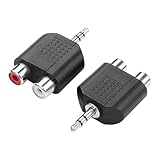 PNGKNYOCN 3,5 mm TRS auf 2 Cinch-Adapter, 3,5 mm TRS-Stecker auf Dual-RCA-Buchse, Audio-Splitter-Adapter für Computer-Lautsprecher, Kopfhörer, Kopfhörer, 2 Stück