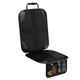 Ucuse Autositzschoner für Kinder, langlebig, wasserdicht, Autositzbezug für Leder- und Stoffsitze, 2 Netztaschen, rutschfeste Unterseite, dickes Polsterkissen (Schwarz-keine Abdrücke)