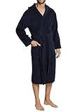Schiesser Herren Bademantel mit Kapuze, Blau (815-navy), XL
