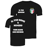 lepni.me Personalisiertes Herren-Fußballtrikot Italien T-Shirt | Ihr Name und Ihre Nummer | Italienische Flagge | Fußball-Europameisterschaft 2024 (L Schwarz Mehrfarben)