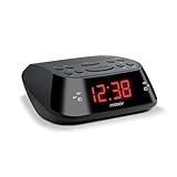 Metronic 477003 Uhrenradio - Radiowecker Schlummerfunktion - Sleeptimer Roter Zeitanzeige - Schwarz