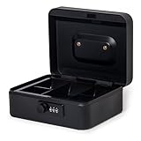 GREELUE Geldkassette (20 * 16 * 8.5 CM) Abschließbar mit Zahlenschloss, Feuerfeste Geldbox, Wasserabweisend Geldkassette Klein mit Münzzählbrett, Cash Box, Spardose