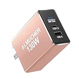 130 W USB C Ladeblock, 3 Port GaN Faltbares kompaktes Schnellladegerät, Einzelanschluss 100 W USB C Ladegerät, Netzadapter für MacBook Pro/Air, iPhone 15 Pro, iPad Pro, Samsung Galaxy, Pixelbook