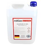 Megaa store Salzsäure 31-38% | 1L bis 20L Perfekt für Aquarien Sanitäranlagen und Schweißarbeiten Reinigung Labor