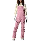 Damen Ski-Latzhose, Baggy, Snowboardhose, Overall, wasserdicht, winddicht, ärmellos, Wärmedämmung, Ski, Snowborad, Overall, Winter, Einteiler, Straps-Latzhose, Kleidung, rose, XL