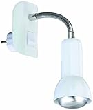 BRILONER - Steckdosenlampe, Leselampe mit E14 Fassung, Kippschalter, Schwenkbar, Weiß, 2739-016P